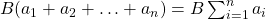 B(a_1 + a_2 + \ldots + a_n) = B\sum_{i=1}^n{a_i}